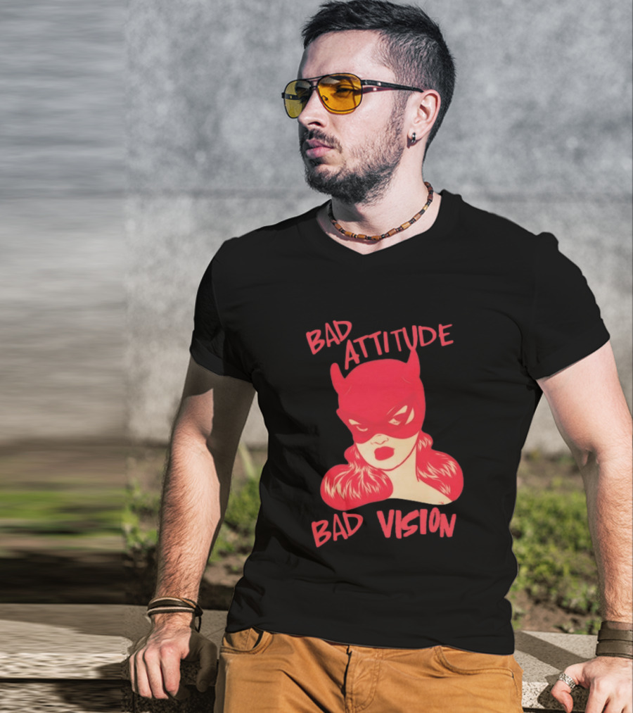 Bad Attitude Bad Vision HDZ Retro Comic Style Masked Woman T-Shirt