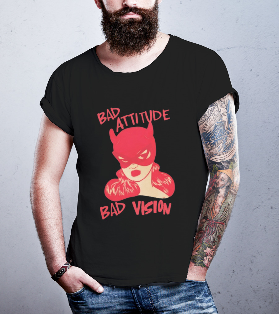 Bad Attitude Bad Vision HDZ Retro Comic Style Masked Woman T-Shirt