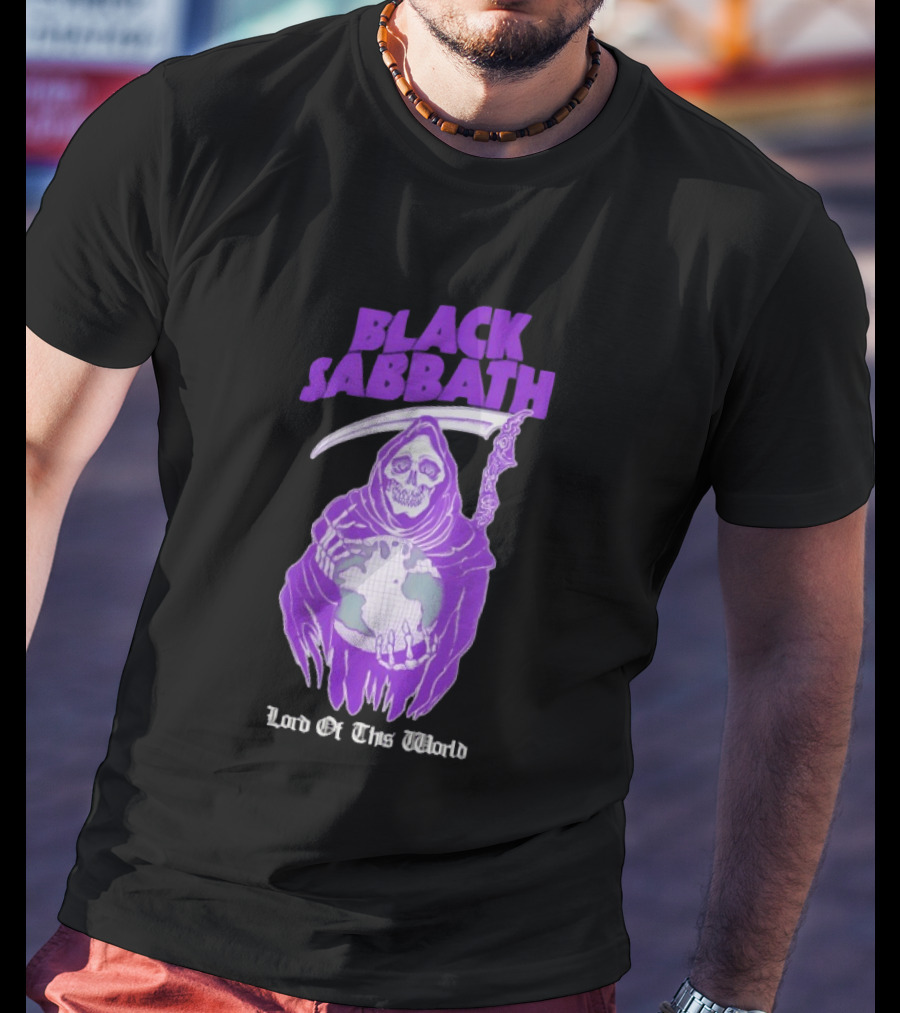 Black Sabbath Lord Of This World Grim Reaper Holding Earth T-Shirt