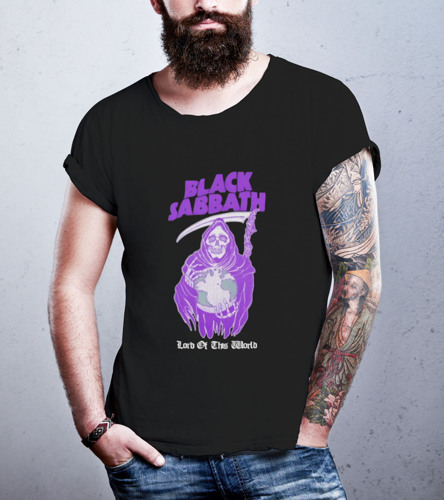 Black Sabbath Lord Of This World Grim Reaper Holding Earth T-Shirt