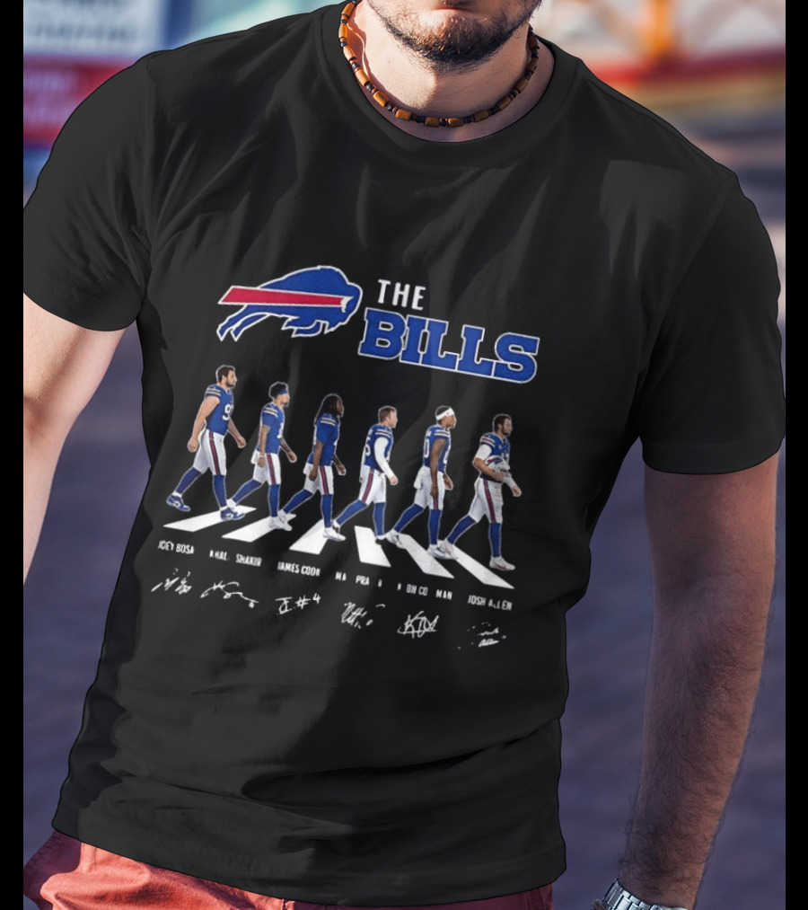 Buffalo Bills Player Abbey Road Crossing With Signatures T-Shirt