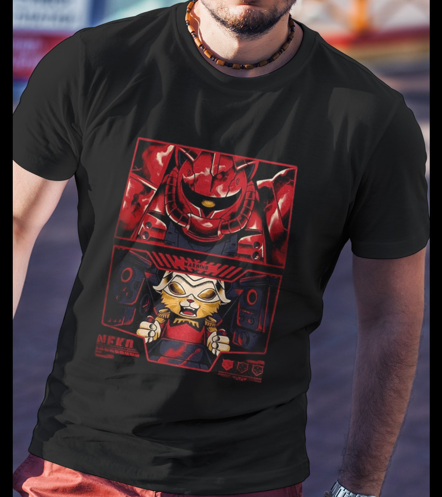Zaku II Cat Aznable Char Aznable Gundam Anime Warning Meow T-Shirt