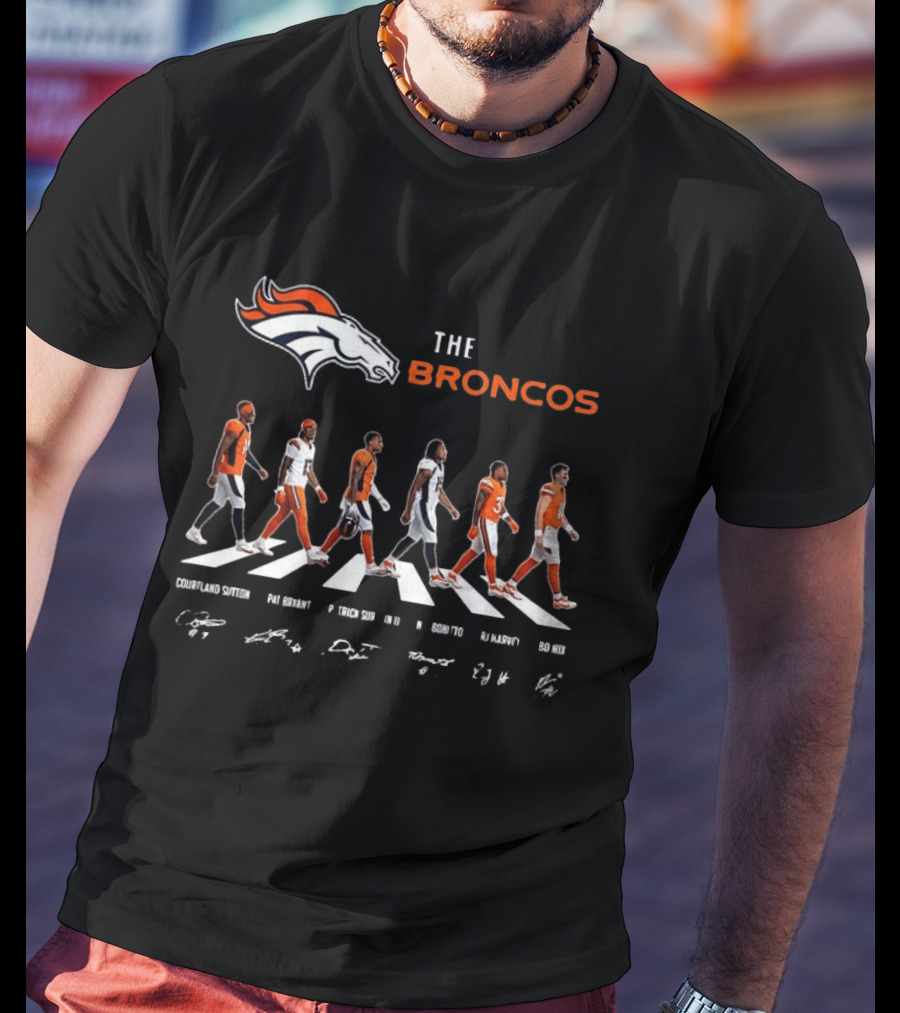 Denver Broncos NFL Player Signatures Crosswalk Concept T-Shirt