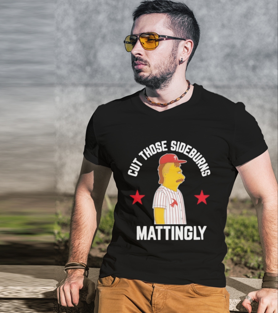 Cut Those Sideburns Mattingly Baseball Character Red Stars T-Shirt