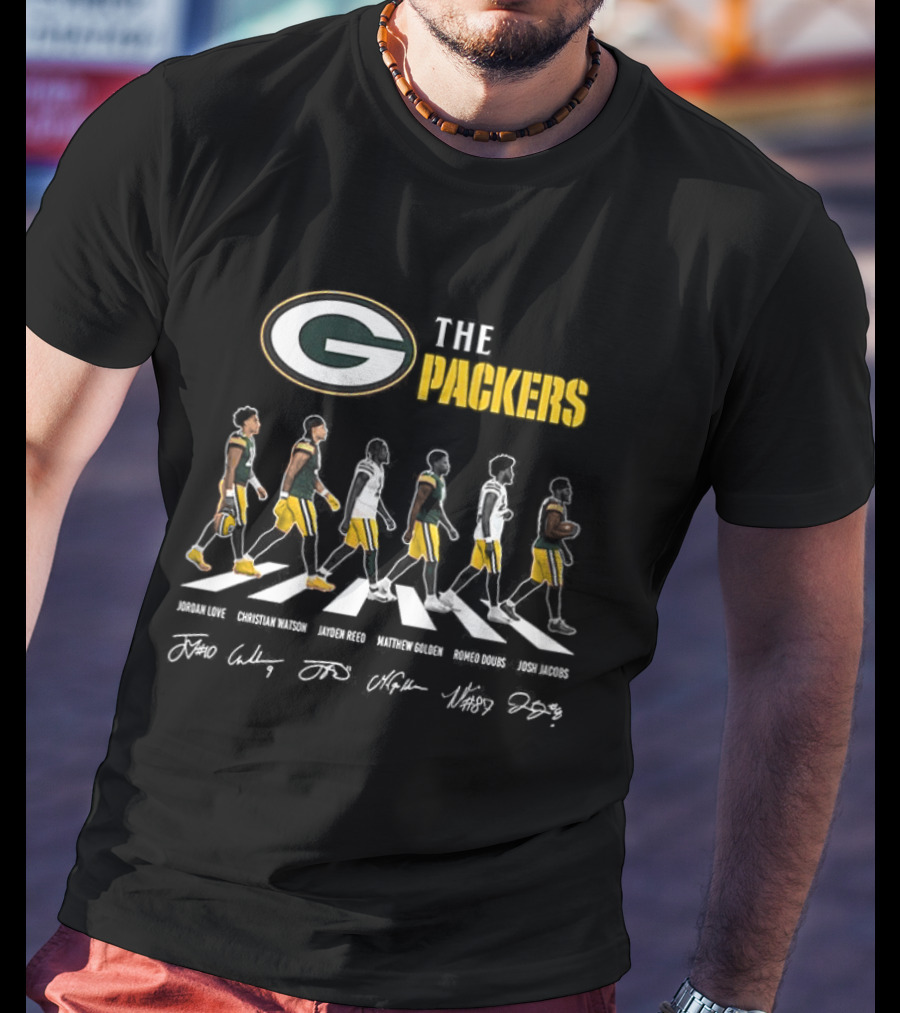 Packers NFL Players Abbey Road Parody Signatures T-Shirt