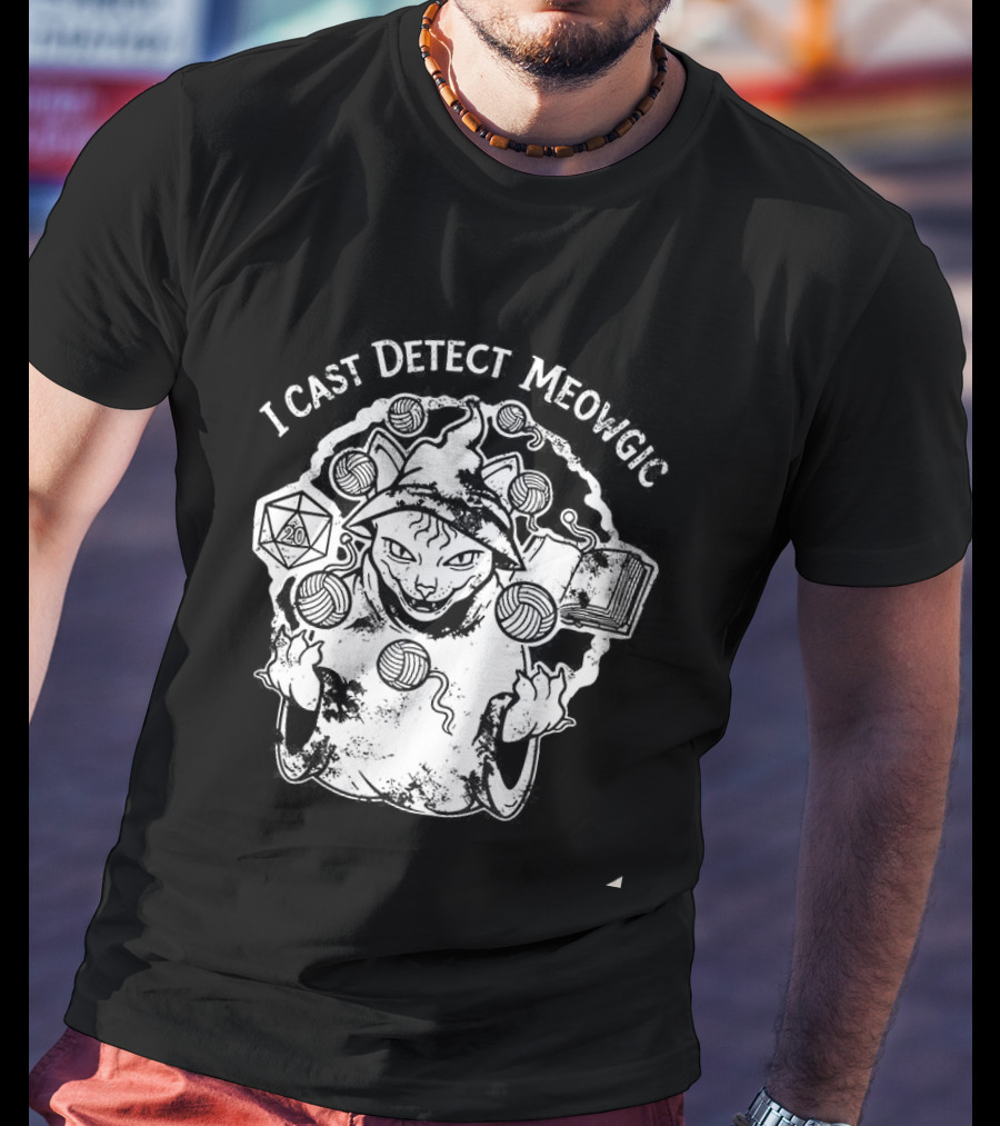 I Cast Detect Meowgic Dungeons And Dragons Dice Cat Fantasy Adventure T-Shirt