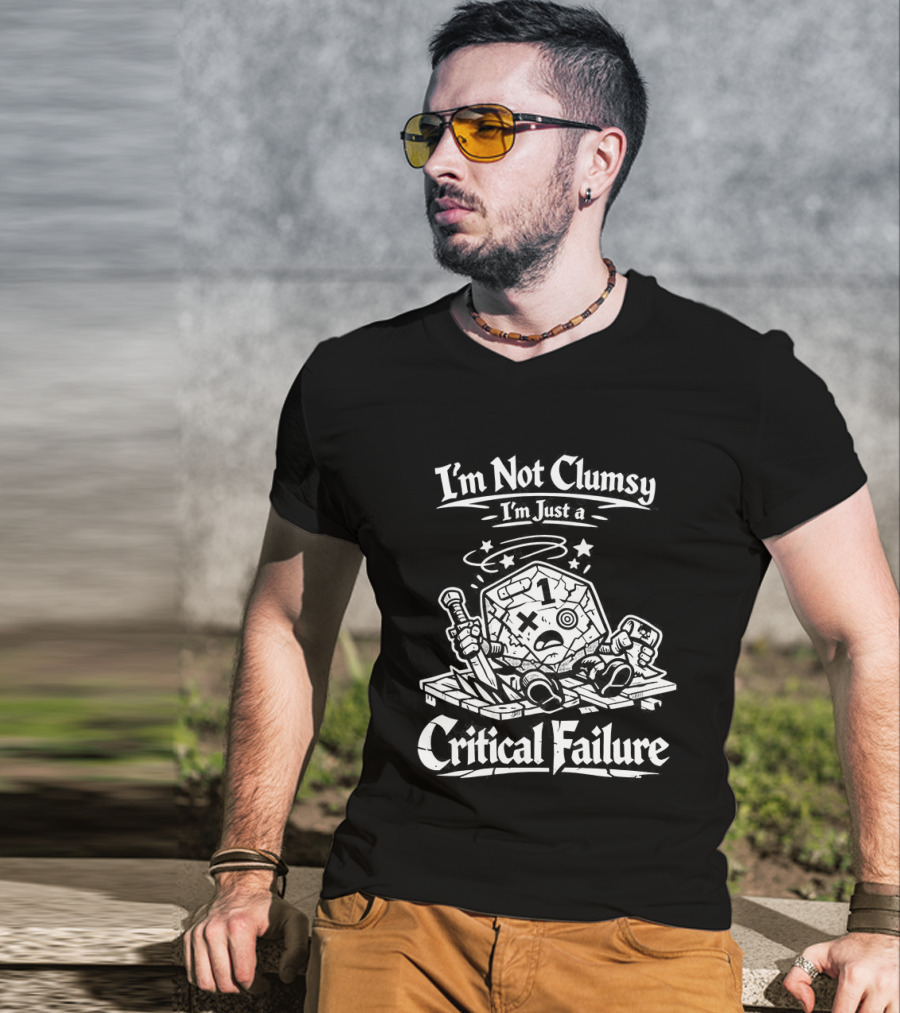 I'm Not Clumsy I'm Just A Critical Failure 20 Sided Dice Dungeons And Dragons T-Shirt