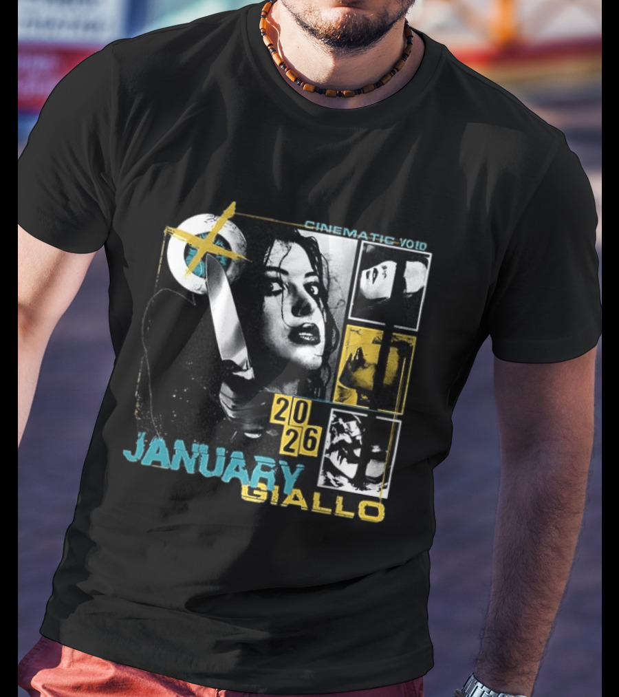 Cinematic Void January Giallo 2026 Knife Black And Yellow T-Shirt