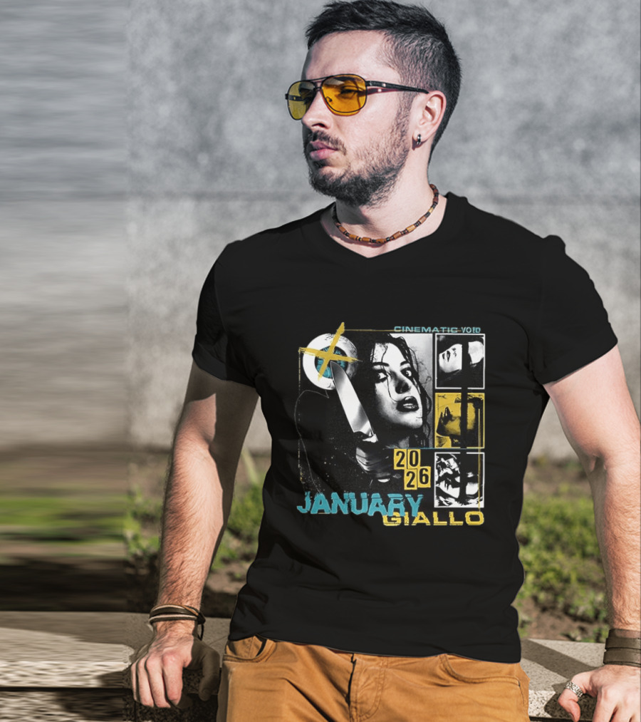 Cinematic Void January Giallo 2026 Knife Black And Yellow T-Shirt