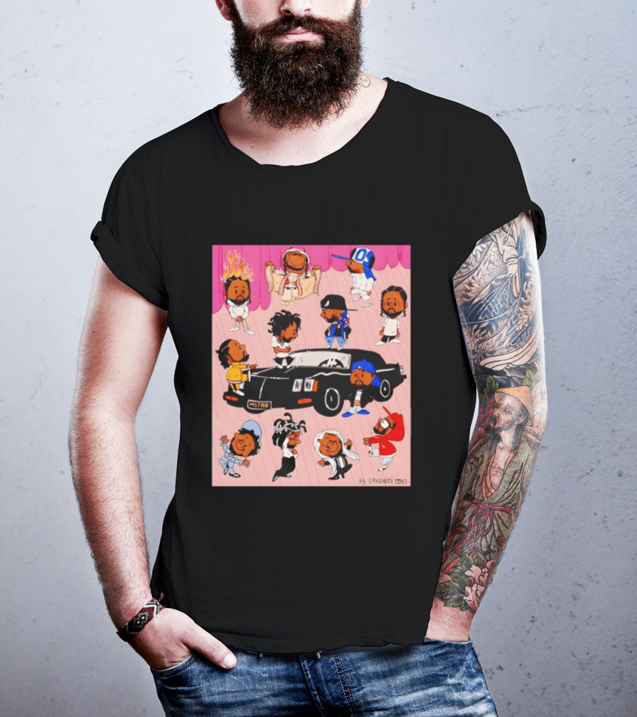 Kendrick Lamar Peanuts Characters Mashup Diverse Eras By Spughetti Tolls T-Shirt