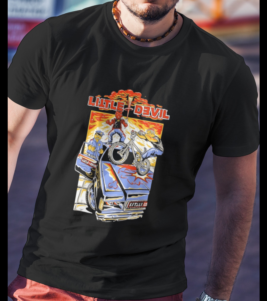Little Devil BMX Police Chase Red Character And Van T-Shirt