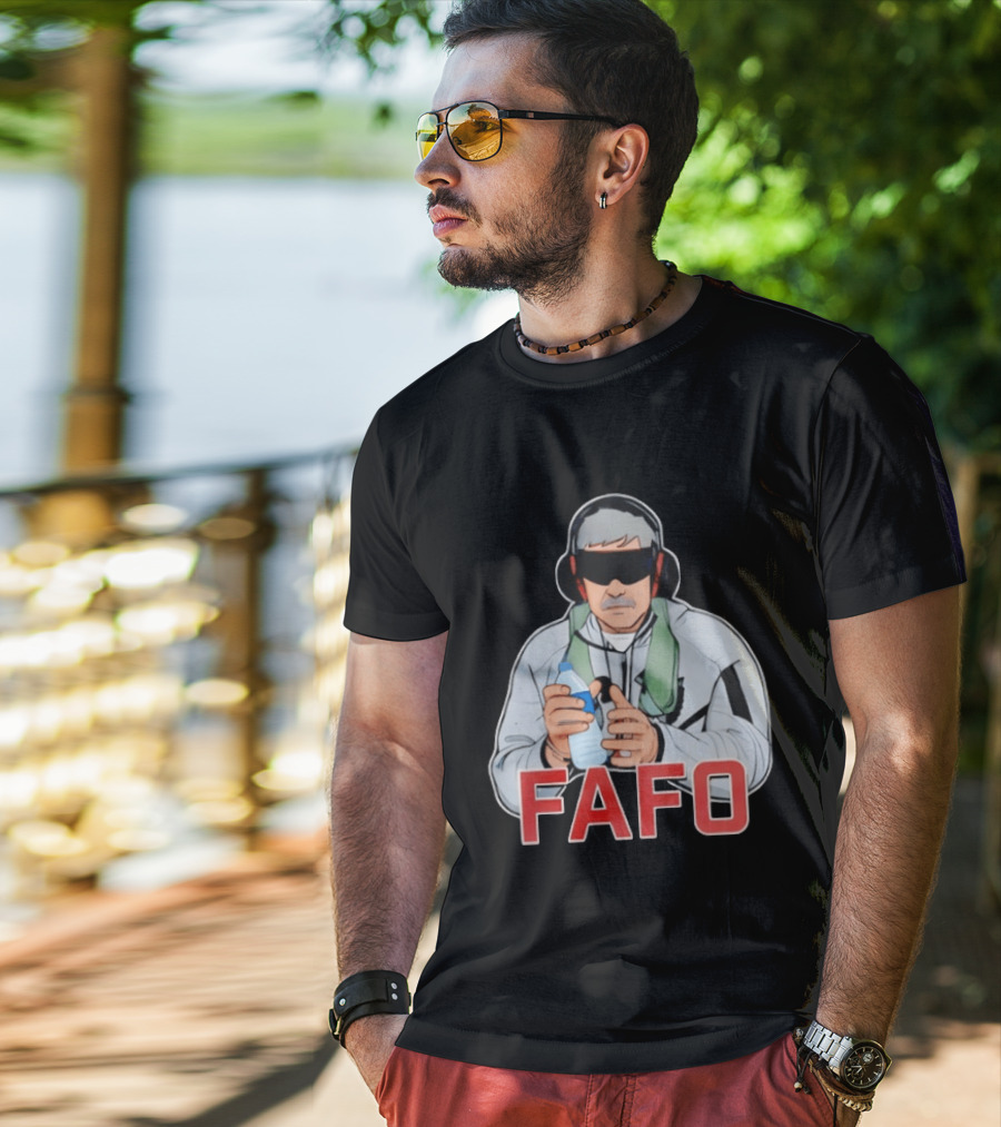 FAFO Maduro Character With Headphones And Water Bottle T-Shirt