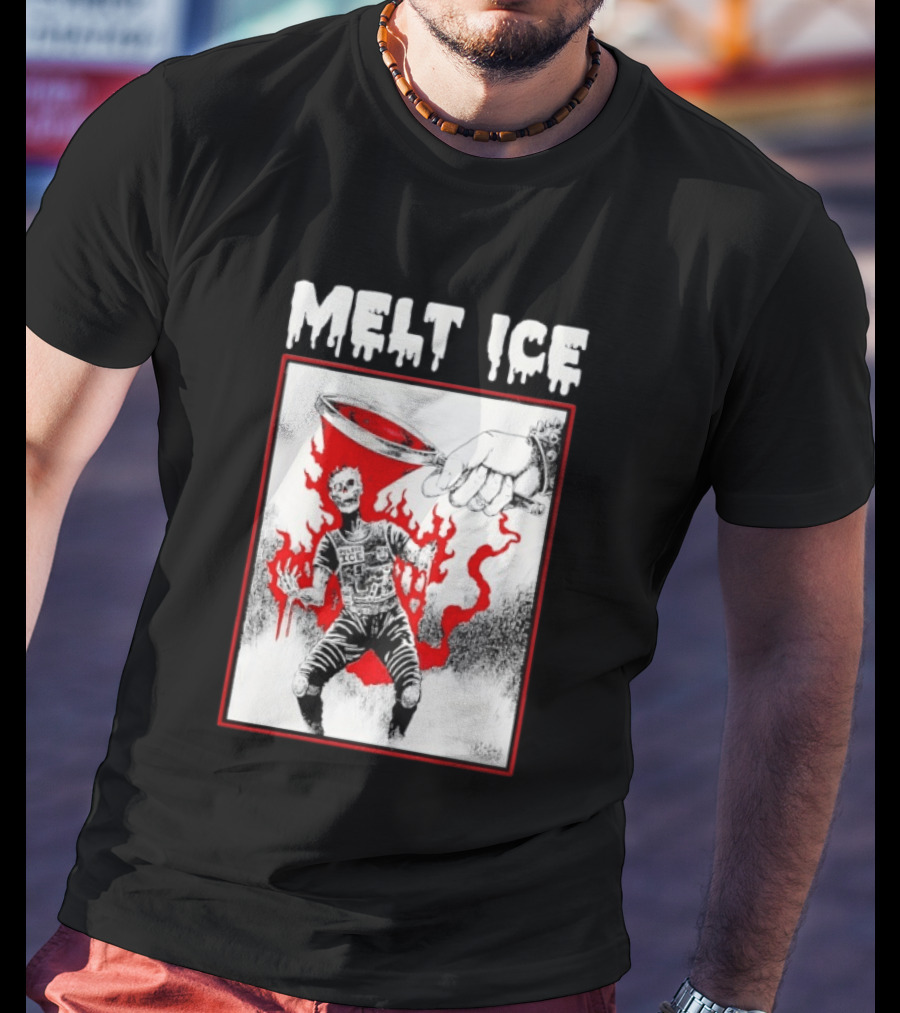 Melt Ice Skeleton Magnifying Glass Scene T-Shirt