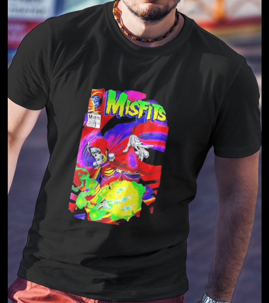 Misfits Hell Fiend Spawn 31 Fiend Skull Cloak Neon T-Shirt