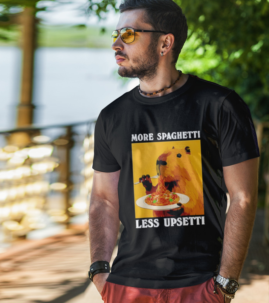 More Spaghetti Less Upsetti Capybara Eating Pasta Plate T-Shirt