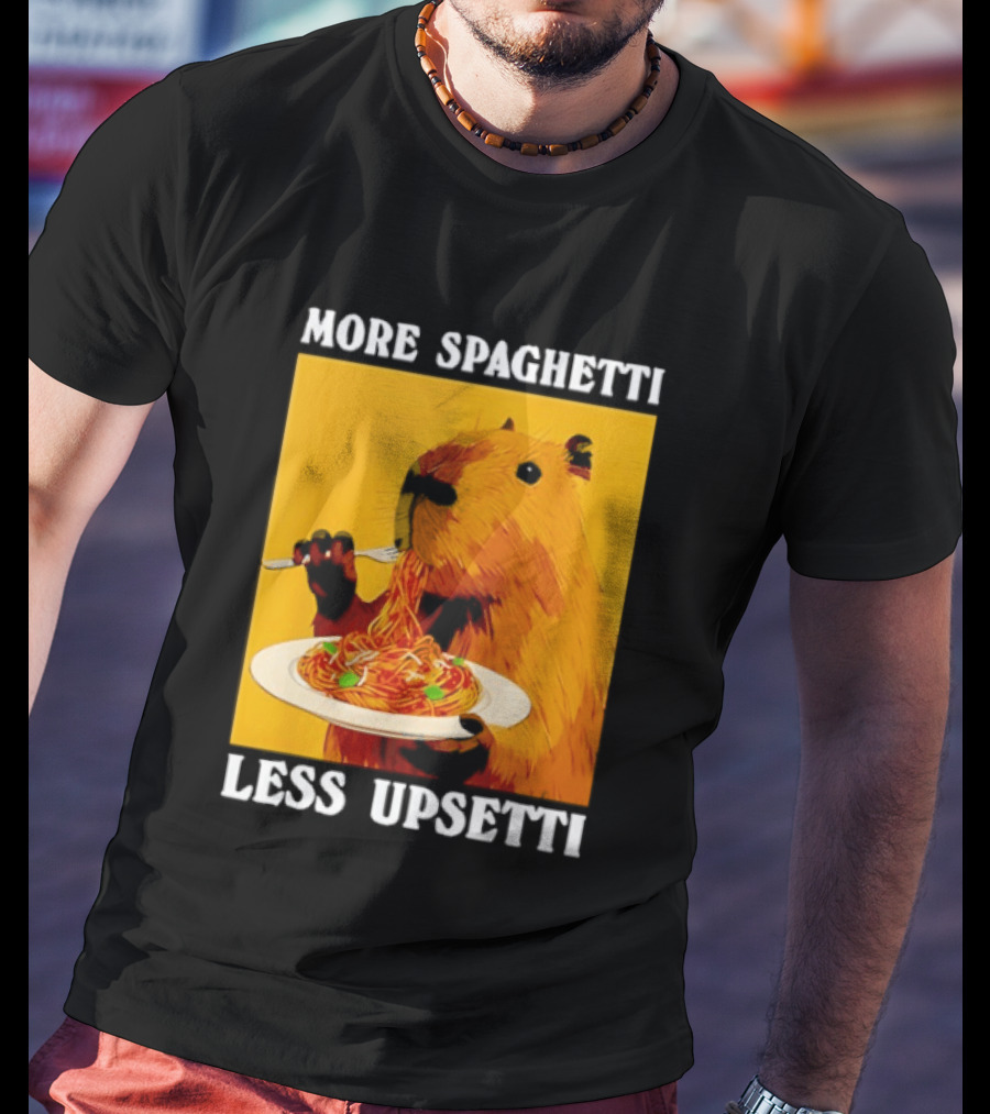 More Spaghetti Less Upsetti Capybara Eating Pasta Plate T-Shirt
