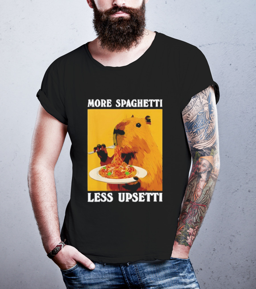 More Spaghetti Less Upsetti Capybara Eating Pasta Plate T-Shirt