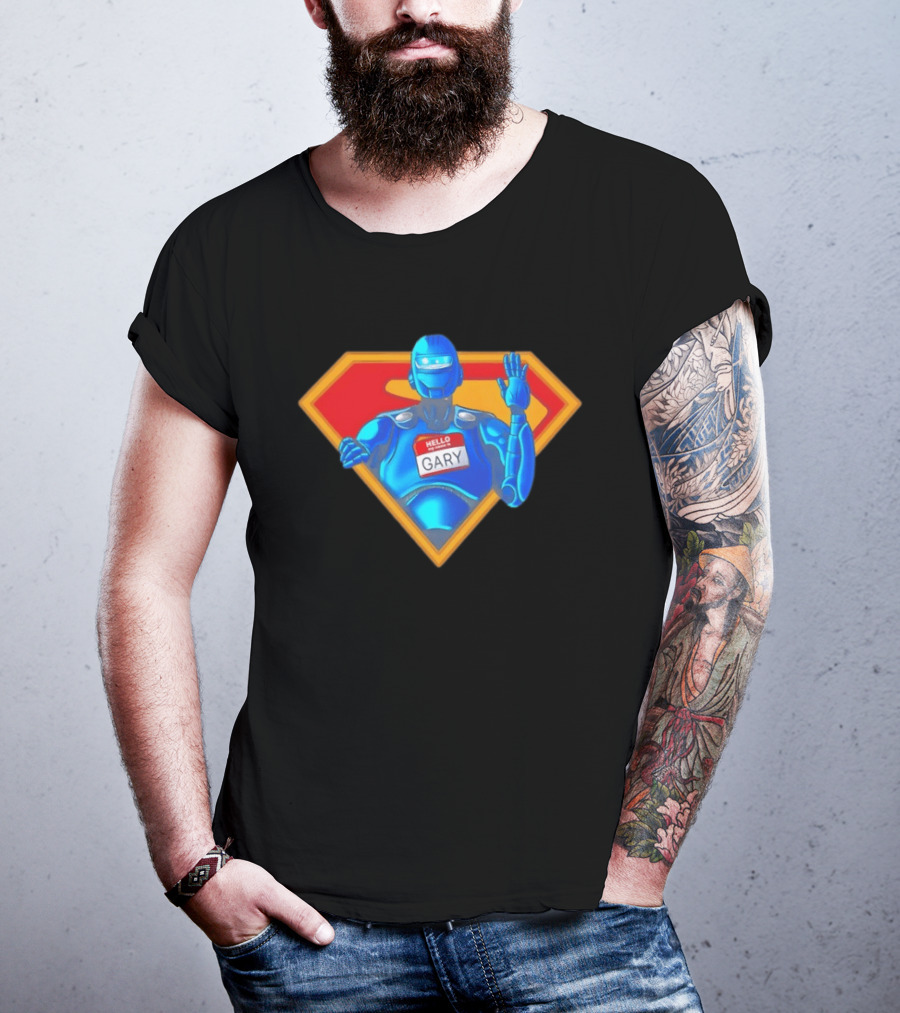 Gary Robot Superman Parody With Nametag T-Shirt