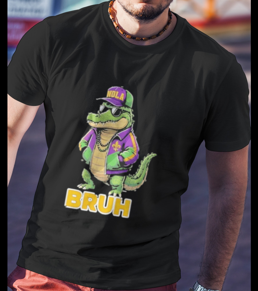 New Orleans Alligator Nola Bruh Mardi Gras Party Vibe T-Shirt