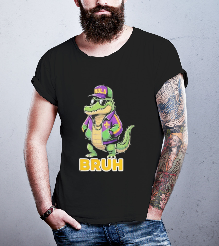 New Orleans Alligator Nola Bruh Mardi Gras Party Vibe T-Shirt