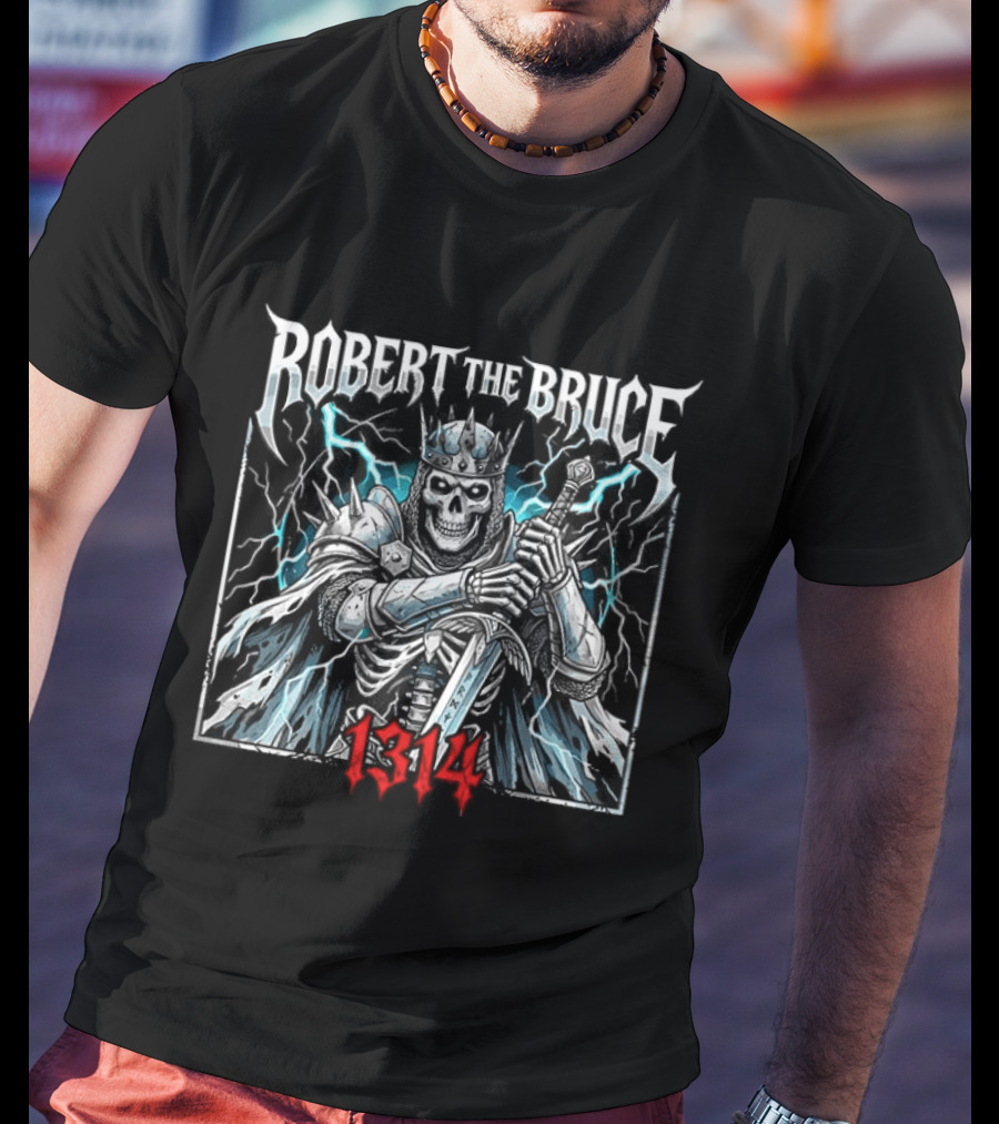 Robert The Bruce 1314 Scottish King Lightning Battle Scene T-Shirt