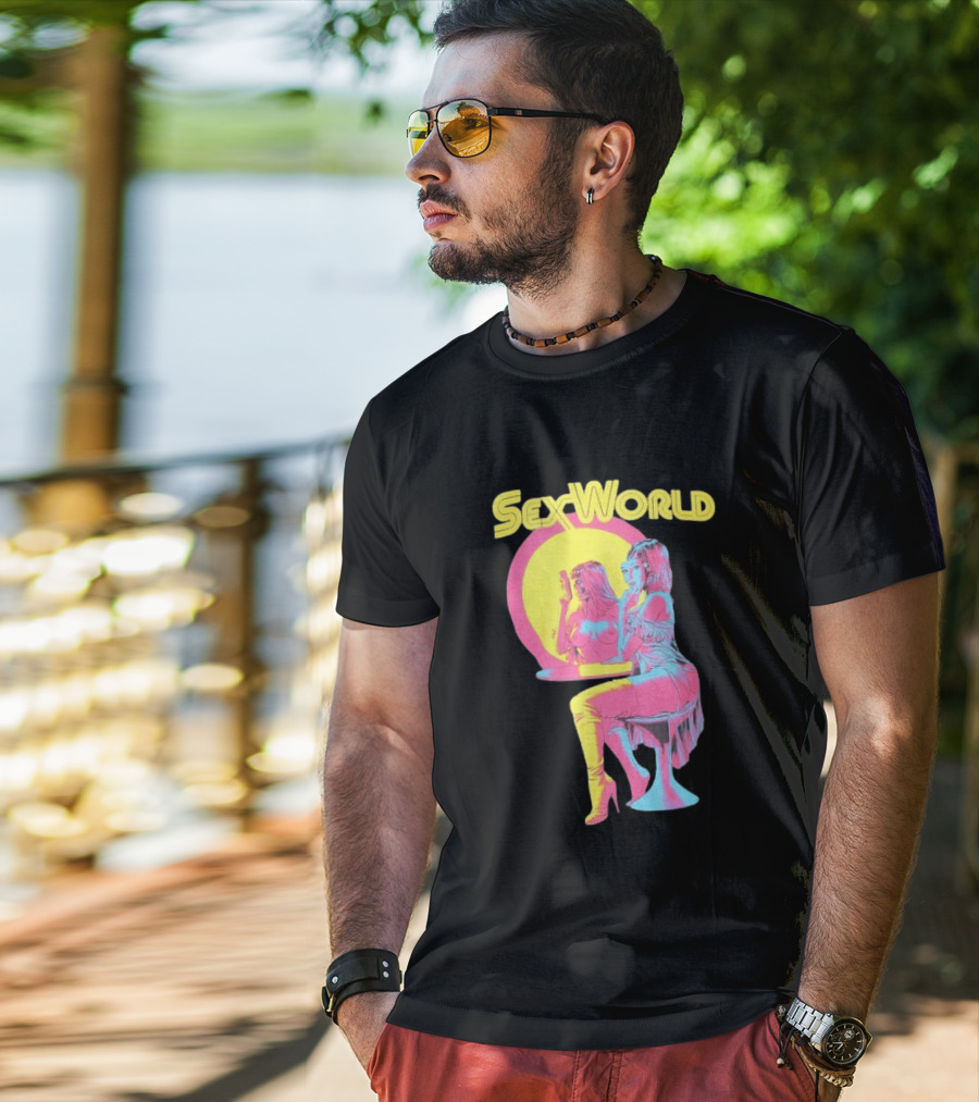 SexWorld Retro Neon Art Style With Futuristic Sexbot T-Shirt