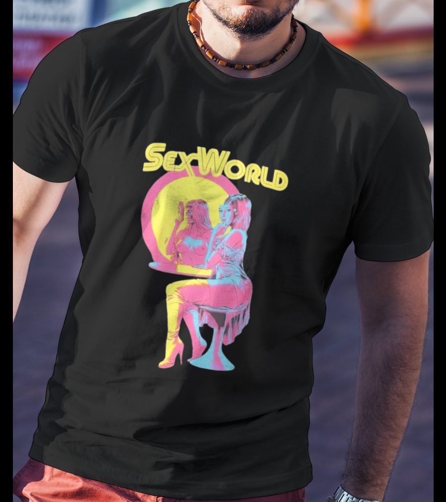 SexWorld Retro Neon Art Style With Futuristic Sexbot T-Shirt