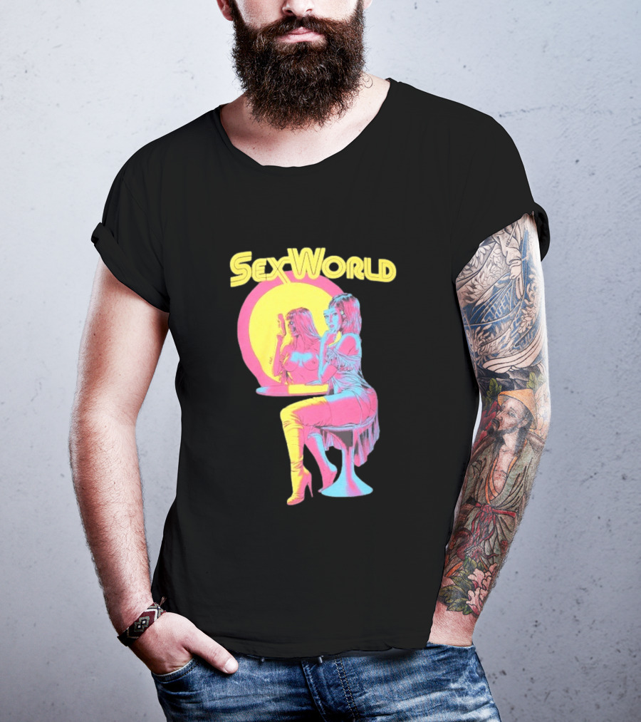 SexWorld Retro Neon Art Style With Futuristic Sexbot T-Shirt