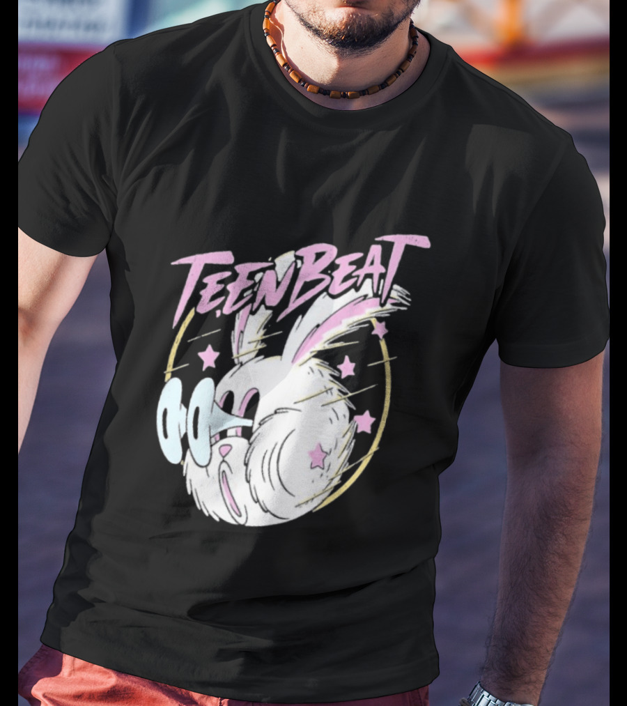 Teen Beat Blink Bunny Whimsical Pastel Stars Emo Vibe T-Shirt