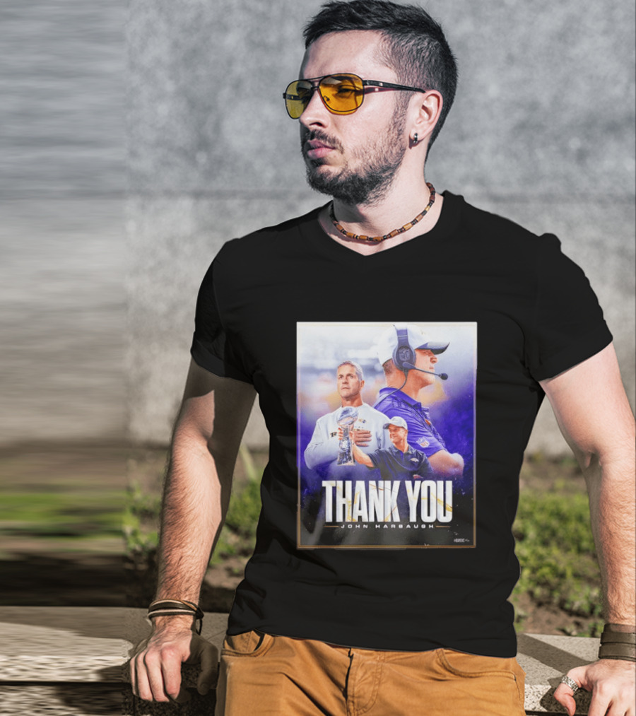Thank You John Harbaugh NFL Coach Career Highlights Ravens Leadership T-Shirt