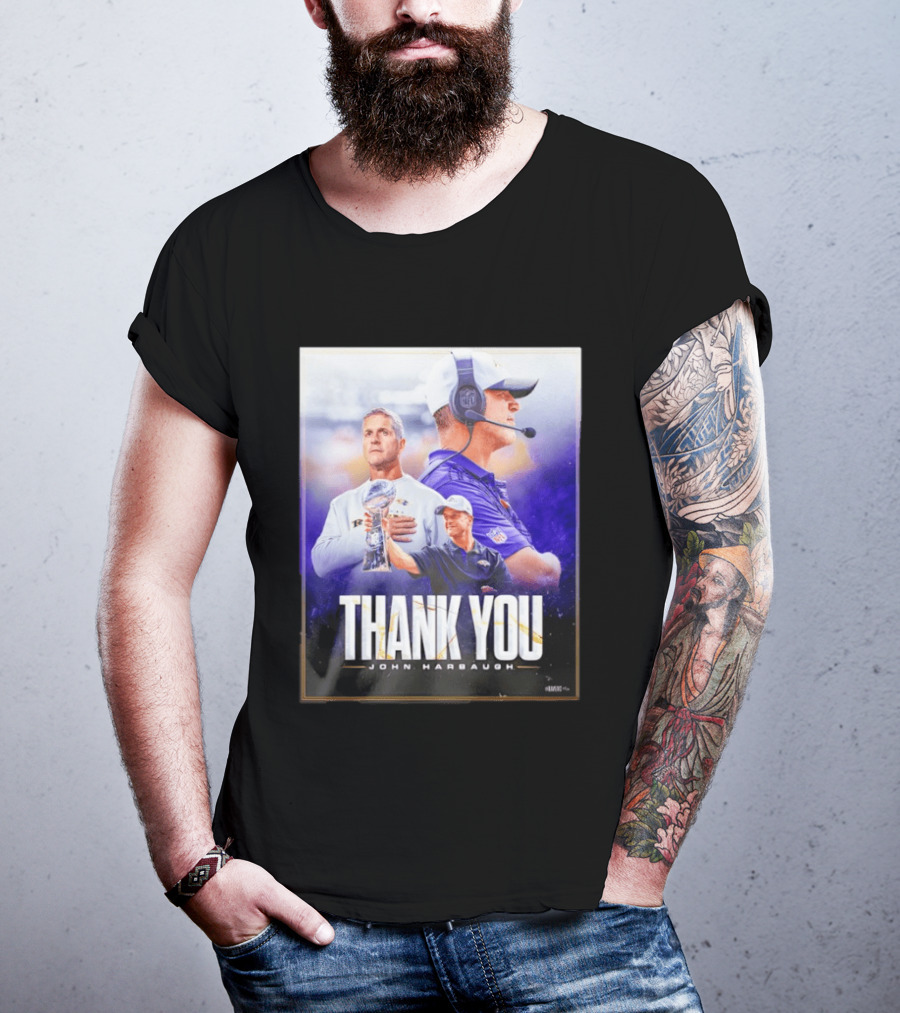 Thank You John Harbaugh NFL Coach Career Highlights Ravens Leadership T-Shirt