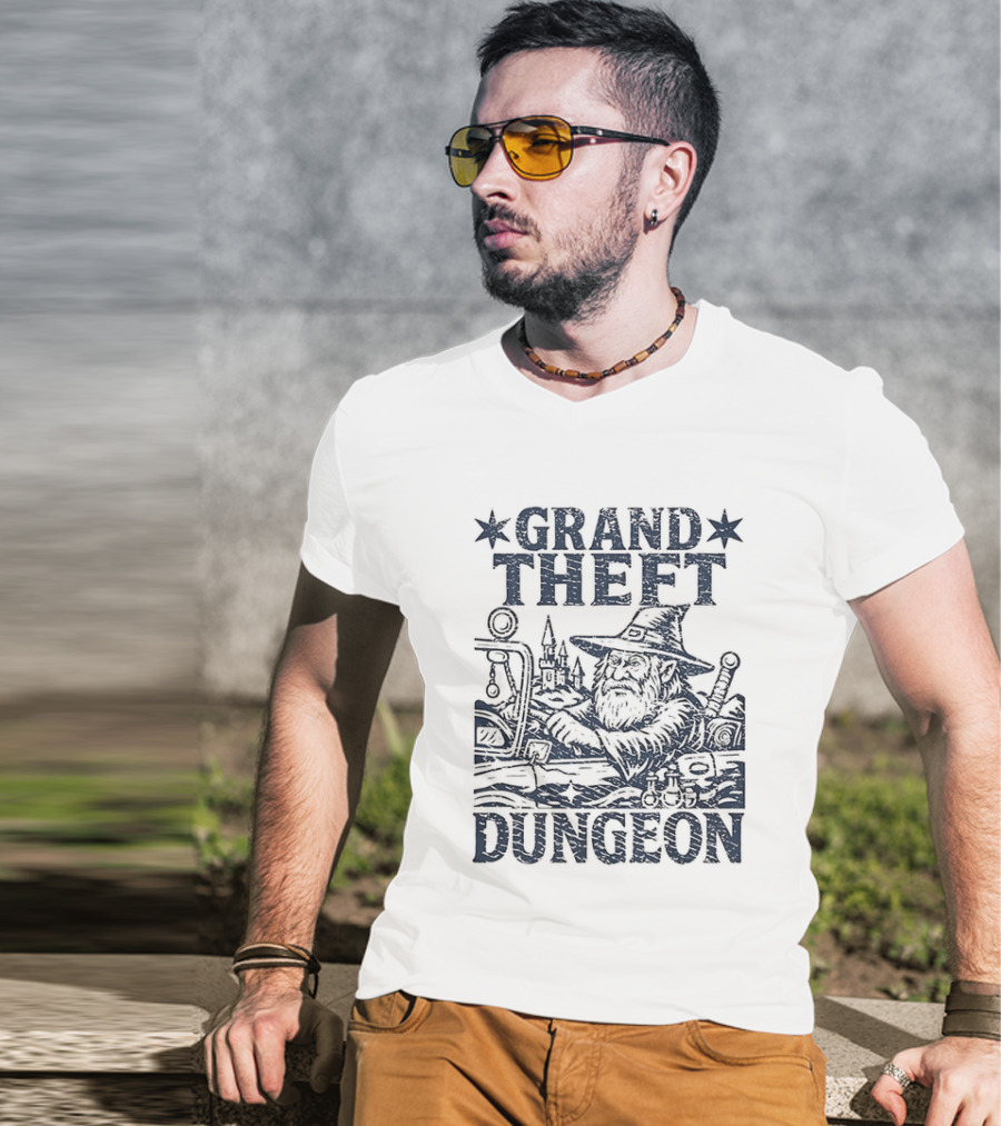 Grand Theft Dungeon Wizard Parody Adventure Gamer Mashup T-Shirt