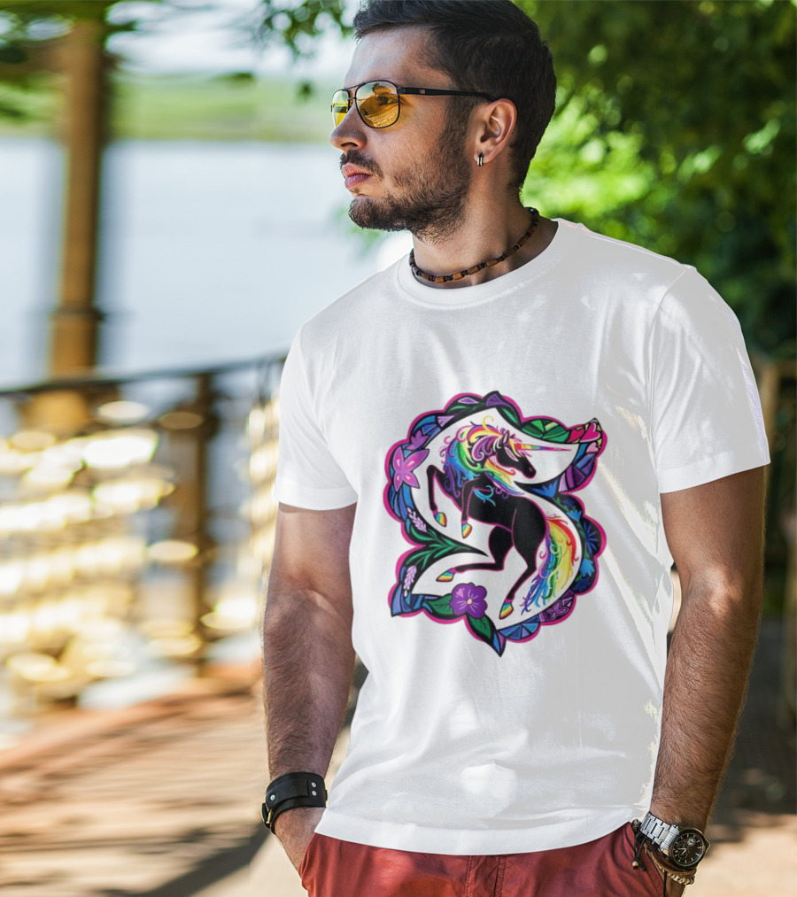 Seattle Kraken Unicorn Pride Rainbow Floral T-Shirt