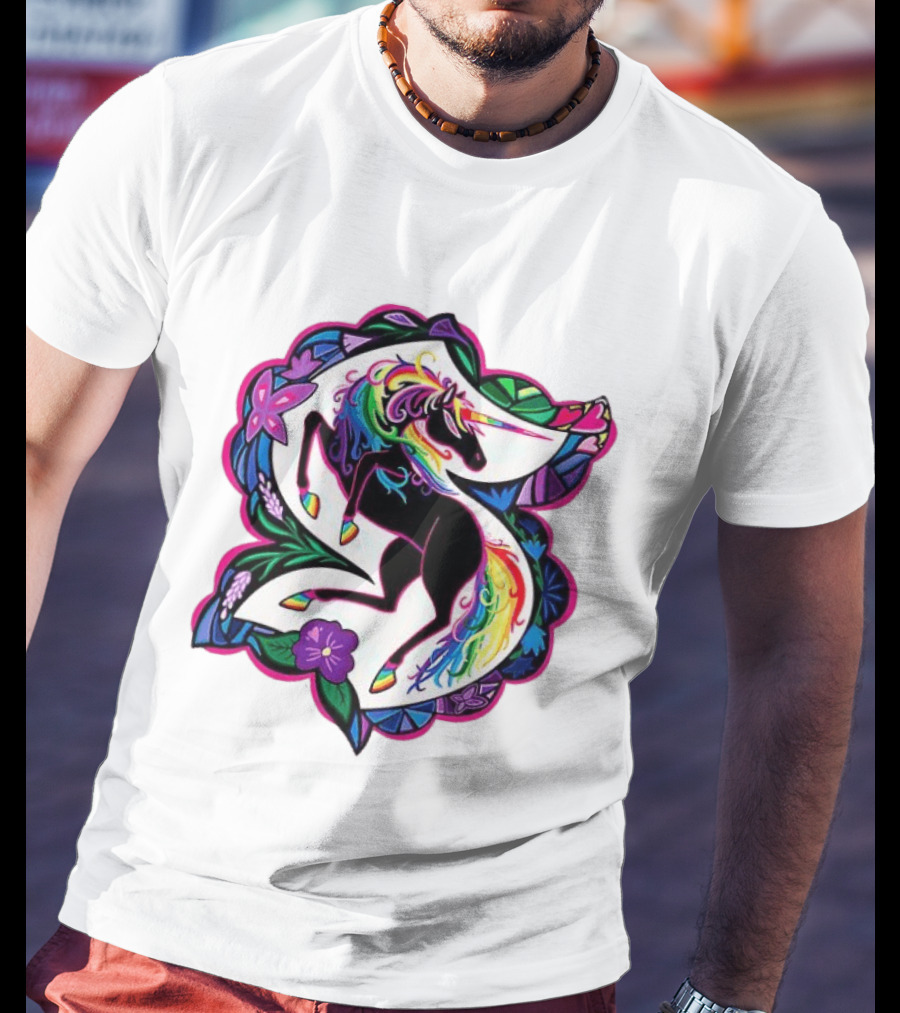 Seattle Kraken Unicorn Pride Rainbow Floral T-Shirt