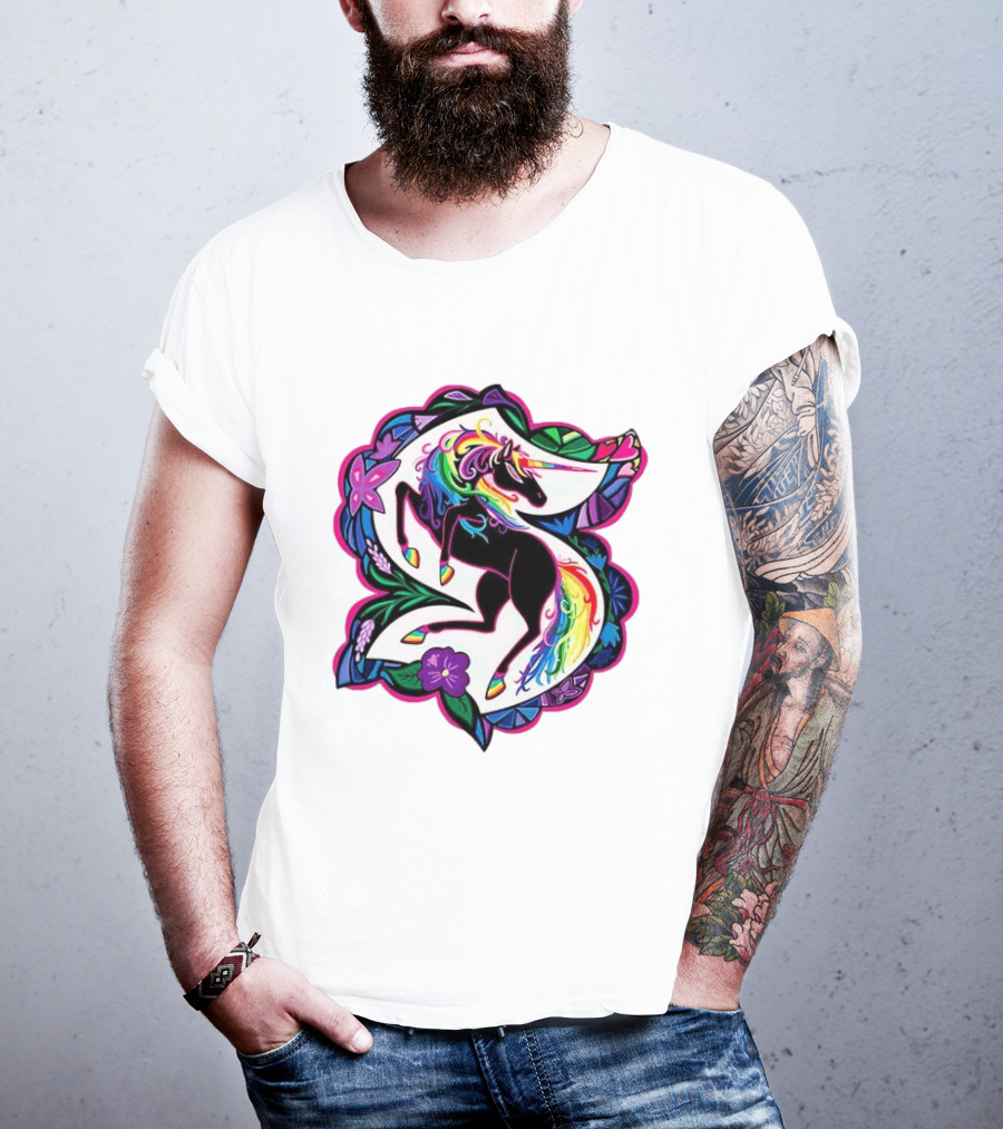 Seattle Kraken Unicorn Pride Rainbow Floral T-Shirt