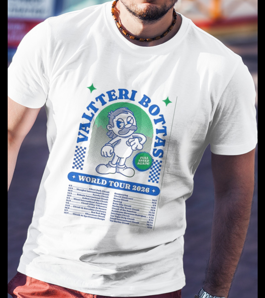 Valtteri Bottas World Tour 2026 Full Speed Again Racing T-Shirt