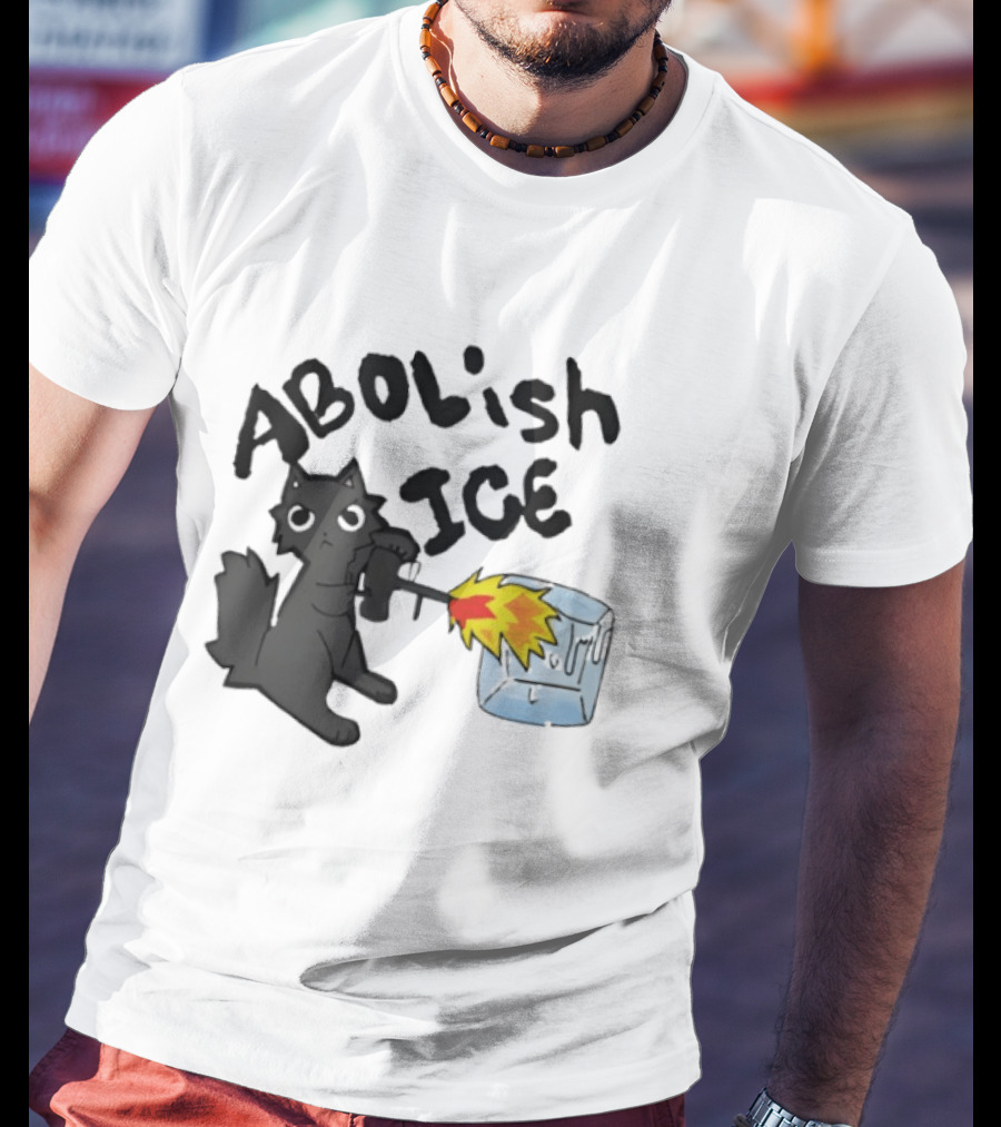 Abolish Ice Cat Torch Melting Cube T-Shirt