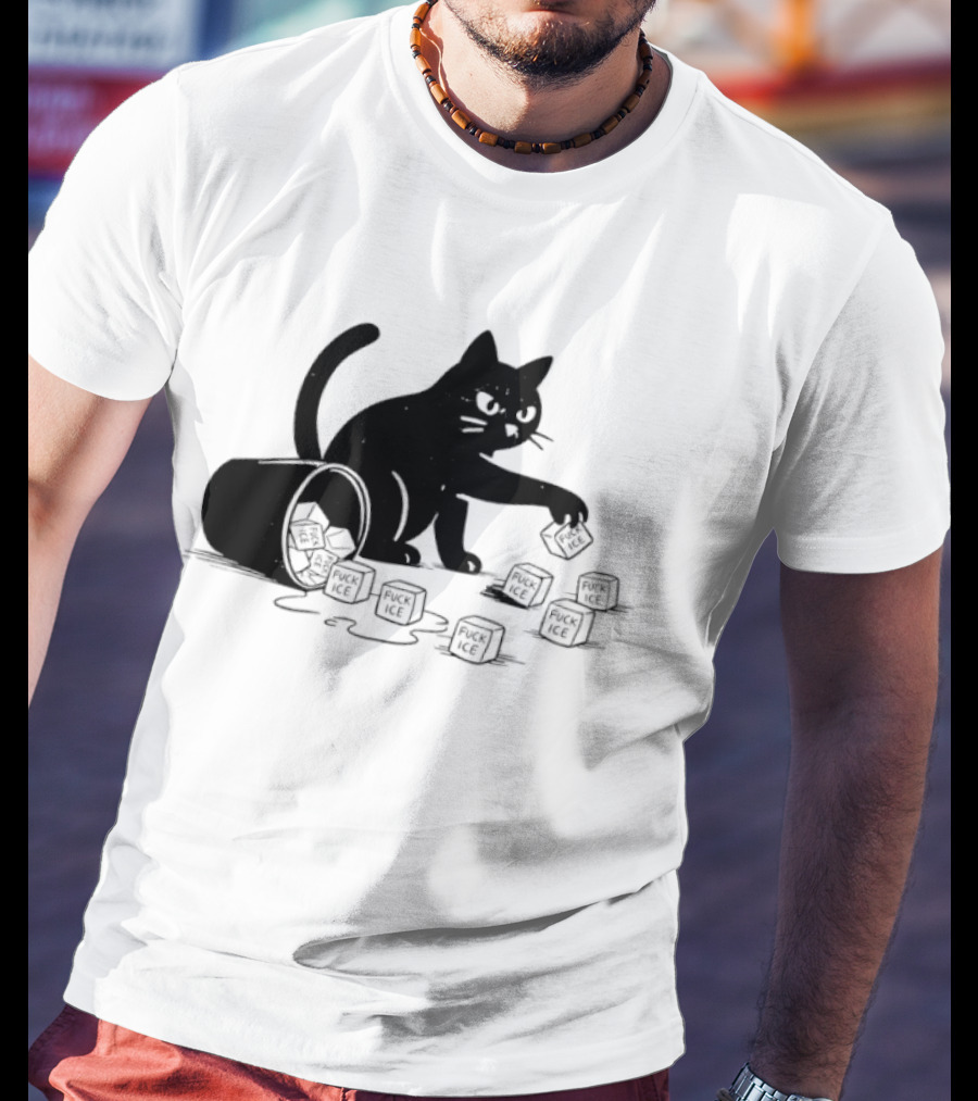Black Cat Anti Trump Fuck Ice T-Shirt