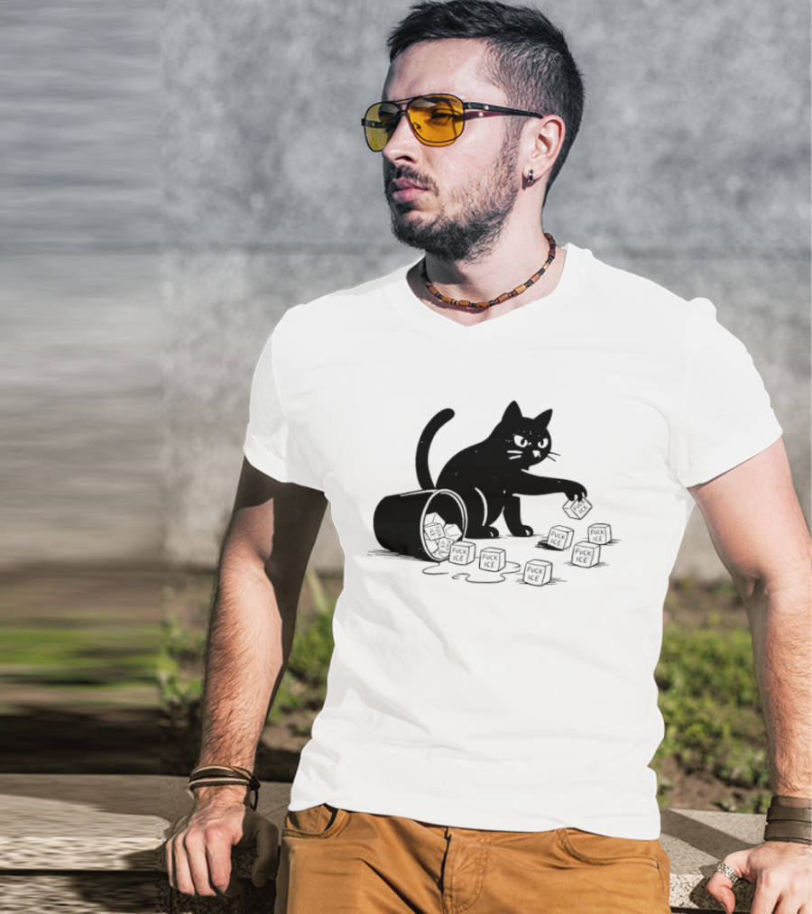 Black Cat Anti Trump Fuck Ice T-Shirt