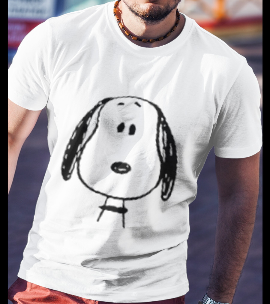 Peanuts Snoopy Face Black And White Cartoon T-Shirt
