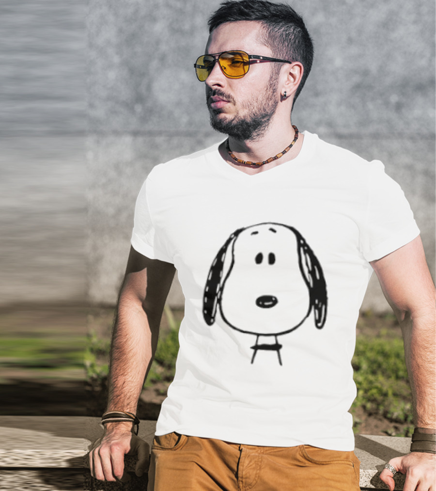 Peanuts Snoopy Face Black And White Cartoon T-Shirt