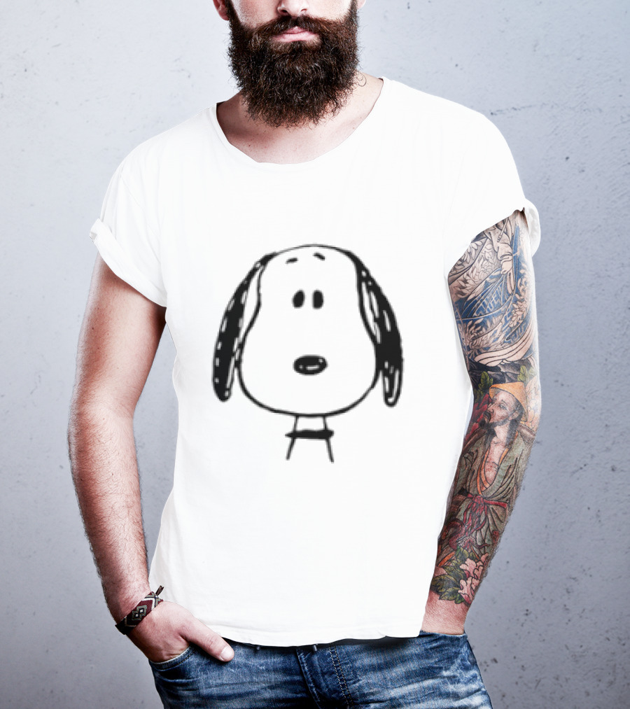 Peanuts Snoopy Face Black And White Cartoon T-Shirt