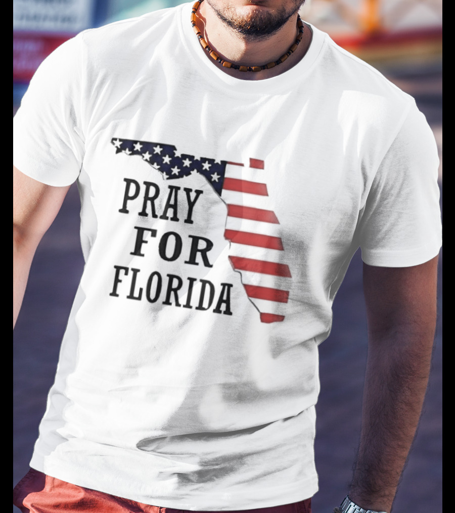 Pray For Florida American Flag Map Stars And Stripes T-Shirt