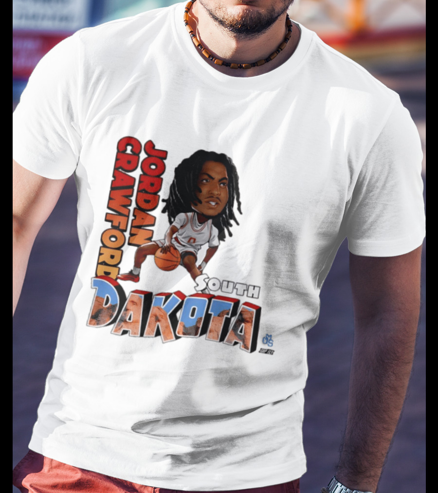 Jordan Crawford South Dakota Basketball Player Cartoon Sports T-Shirt