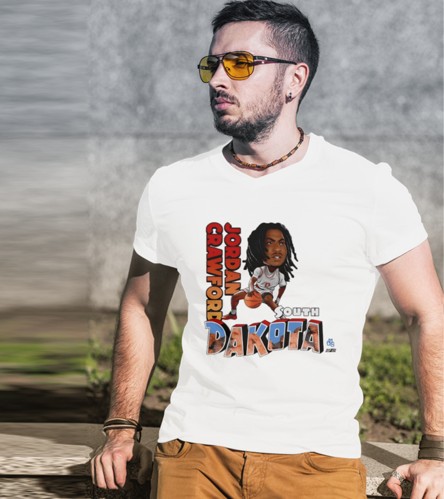 Jordan Crawford South Dakota Basketball Player Cartoon Sports T-Shirt