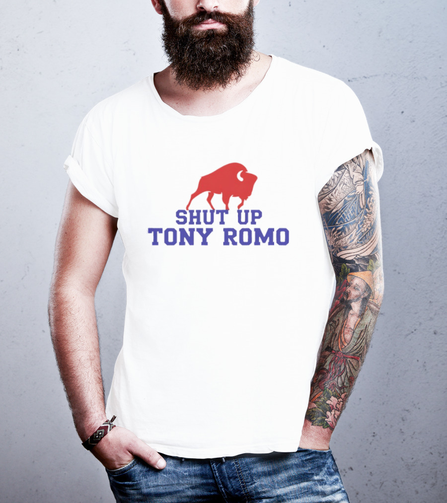 Shut Up Tony Romo Buffalo Bison Red Blue T-Shirt