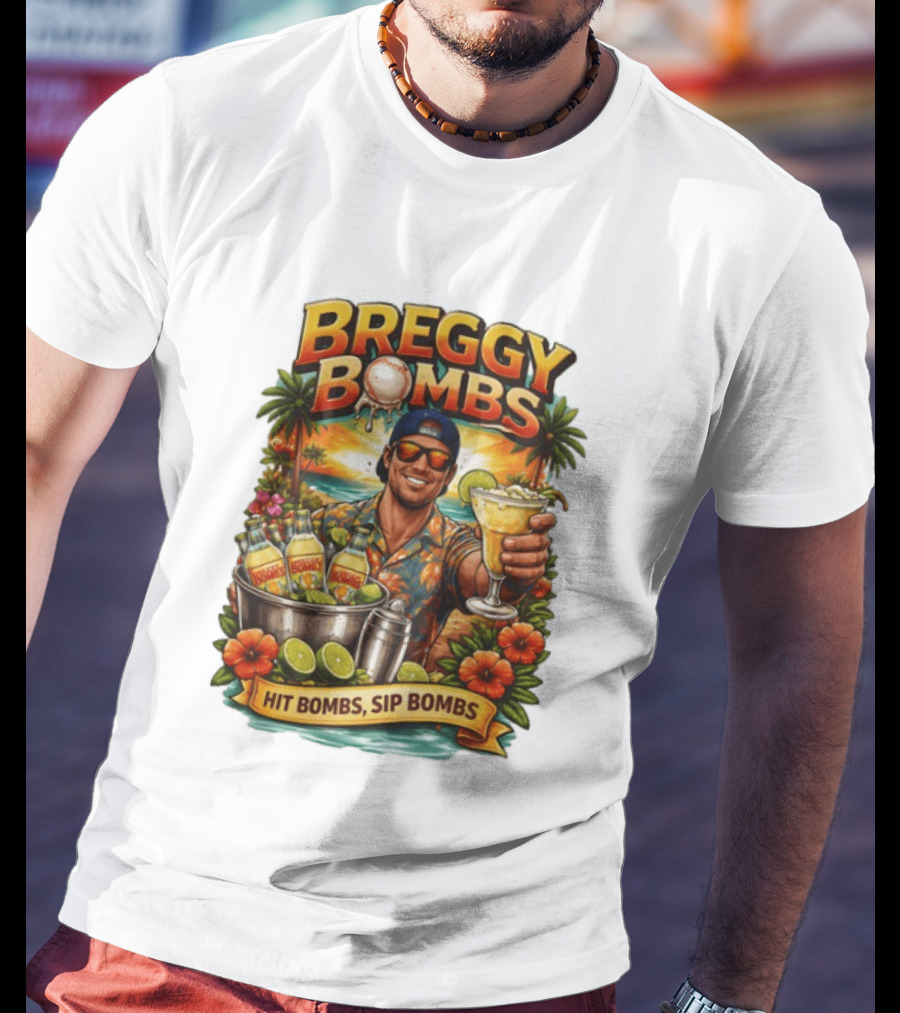 Breggy Bombs Hit Bombs Sip Bombs Tropical Cocktail Vibes T-Shirt