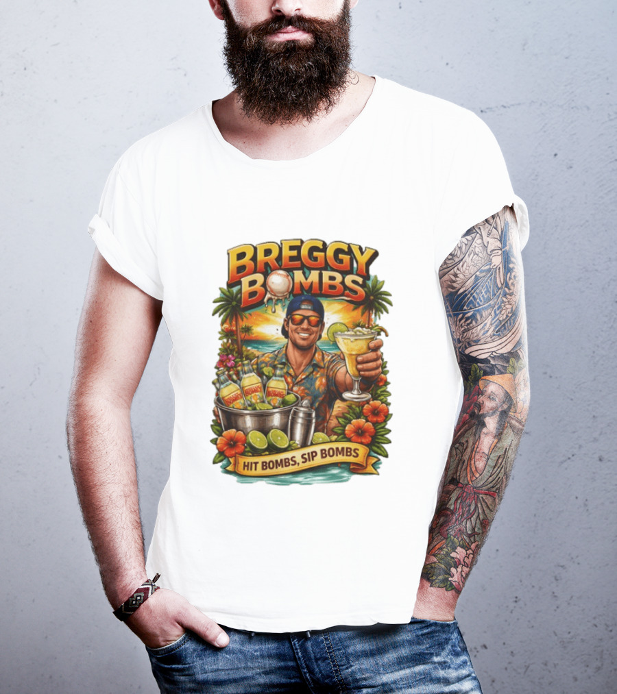 Breggy Bombs Hit Bombs Sip Bombs Tropical Cocktail Vibes T-Shirt