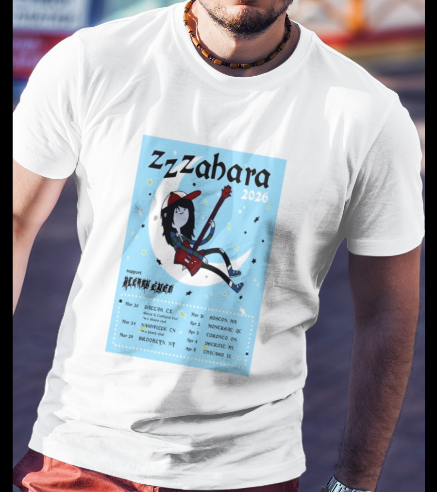 Zzzahara Fall Tour 2026 Dates And Support Act With Cartoon Guitarist T-Shirt