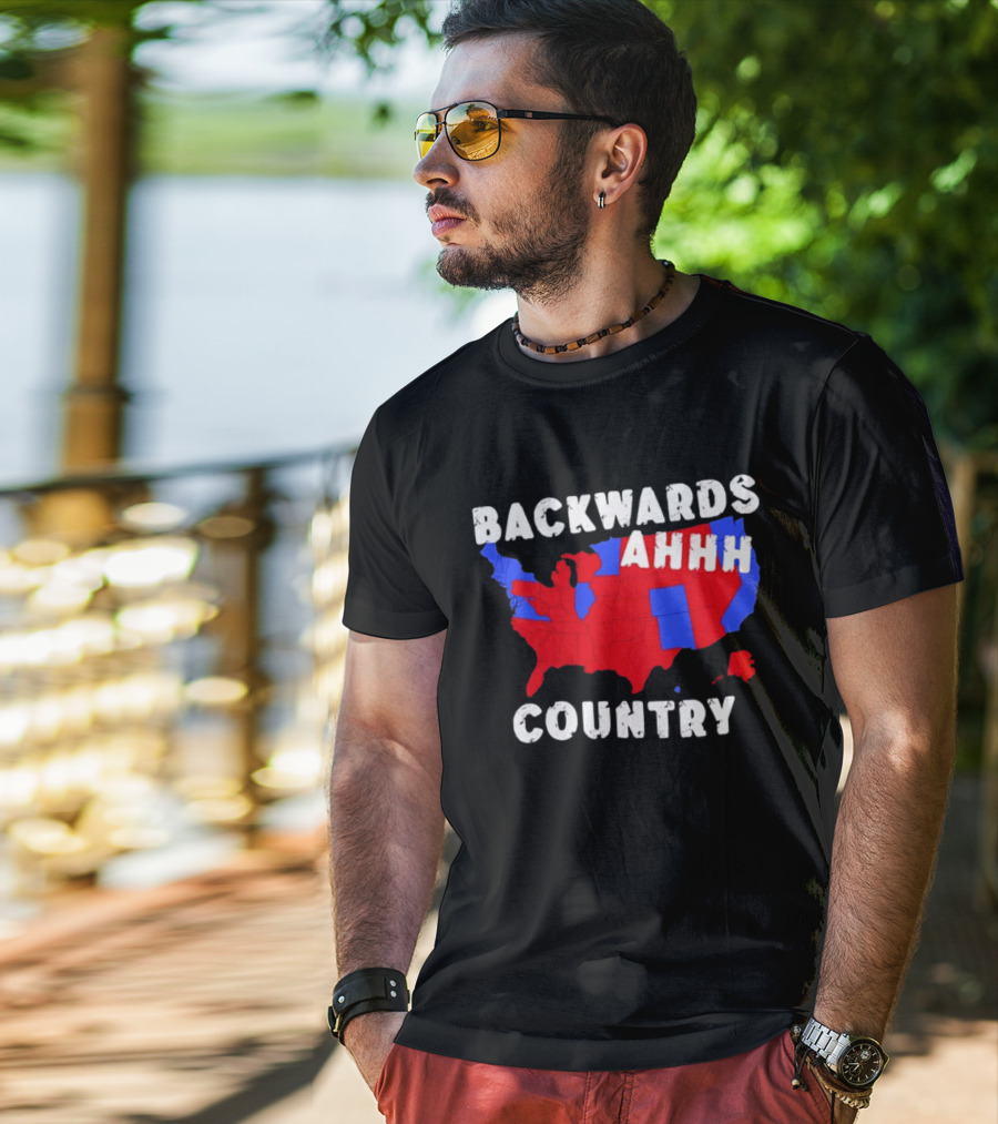 Backwards Ahhh Country State Map USA T-Shirt